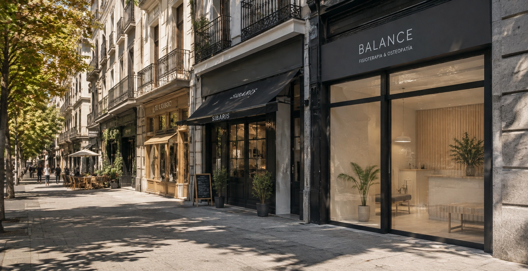 Negocios locales en una zona comercial