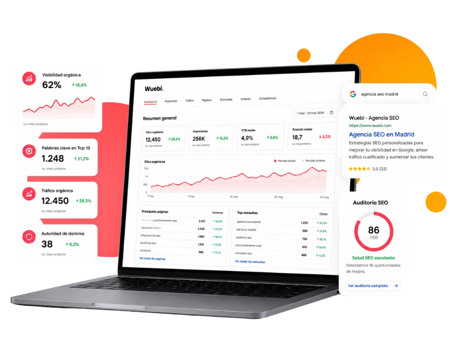 Estrategia SEO de Wuebi con análisis de posicionamiento, tráfico y resultados